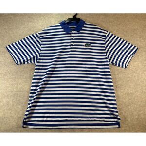 Ashworth Mens Florida Gators Striped‎ Golf Polo Shirt Blue White Cotton Large